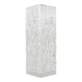 Peill & Putzler Modern Square Op Art Vase in Frosted Glass, Germany, 1970s