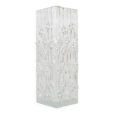 Peill & Putzler Modern Square Op Art Vase in Frosted Glass, Germany, 1970s