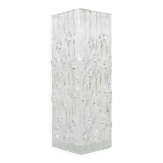 Peill & Putzler Modern Square Op Art Vase in Frosted Glass, Germany, 1970s