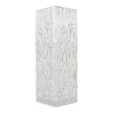 Peill & Putzler Modern Square Op Art Vase in Frosted Glass, Germany, 1970s