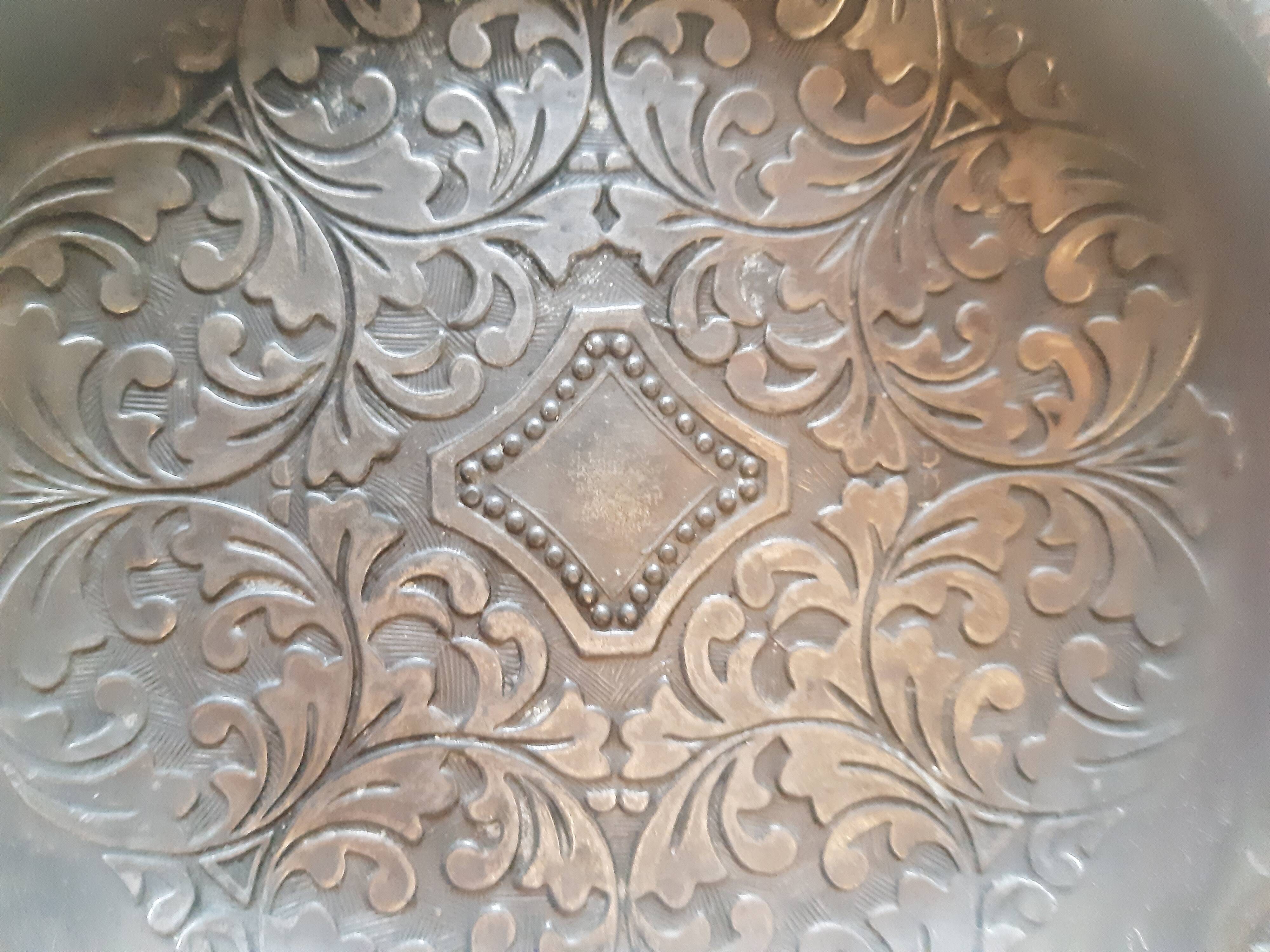 Decorated pewter ashtray