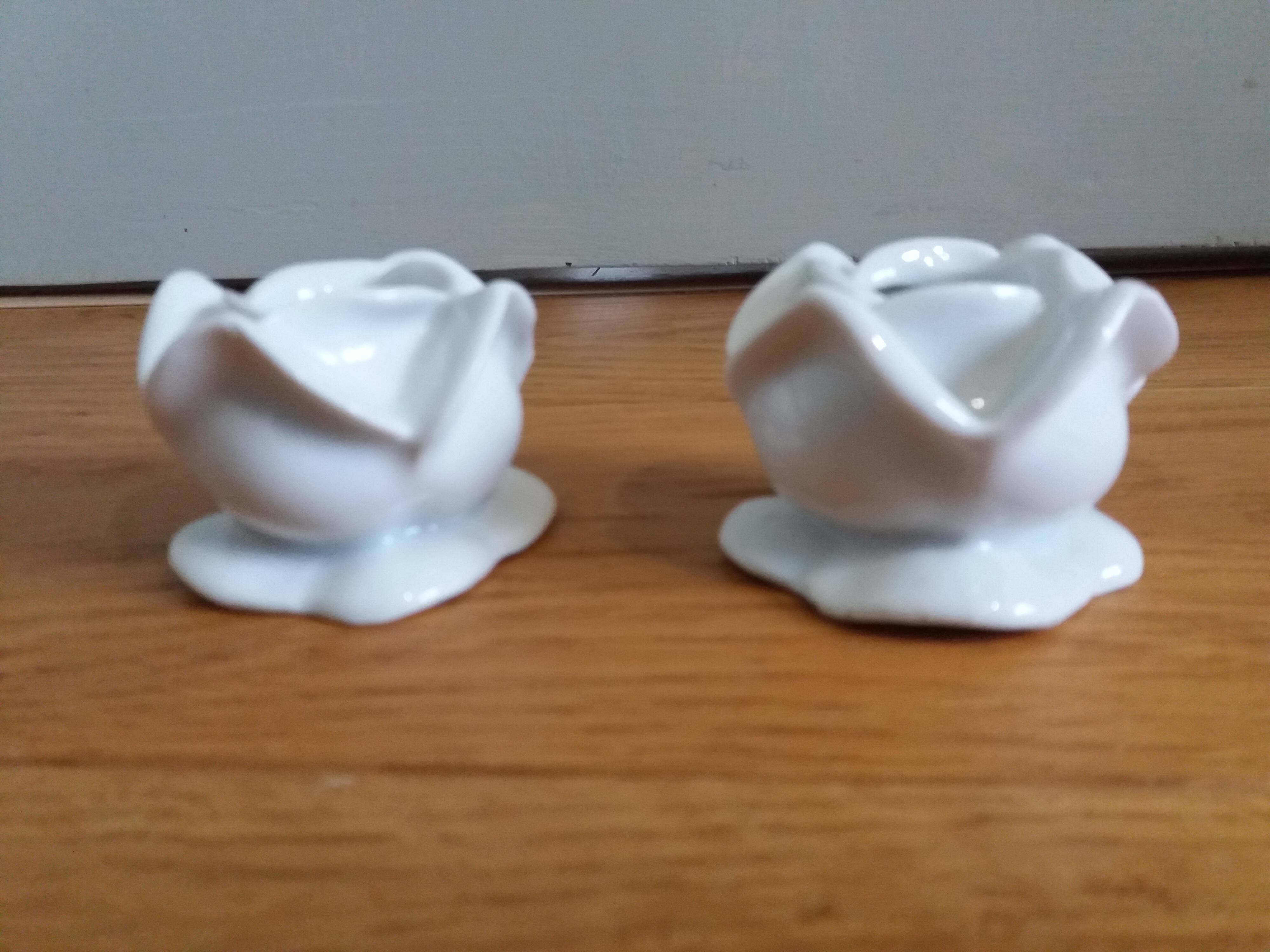 Porcelain pink flower candle holders