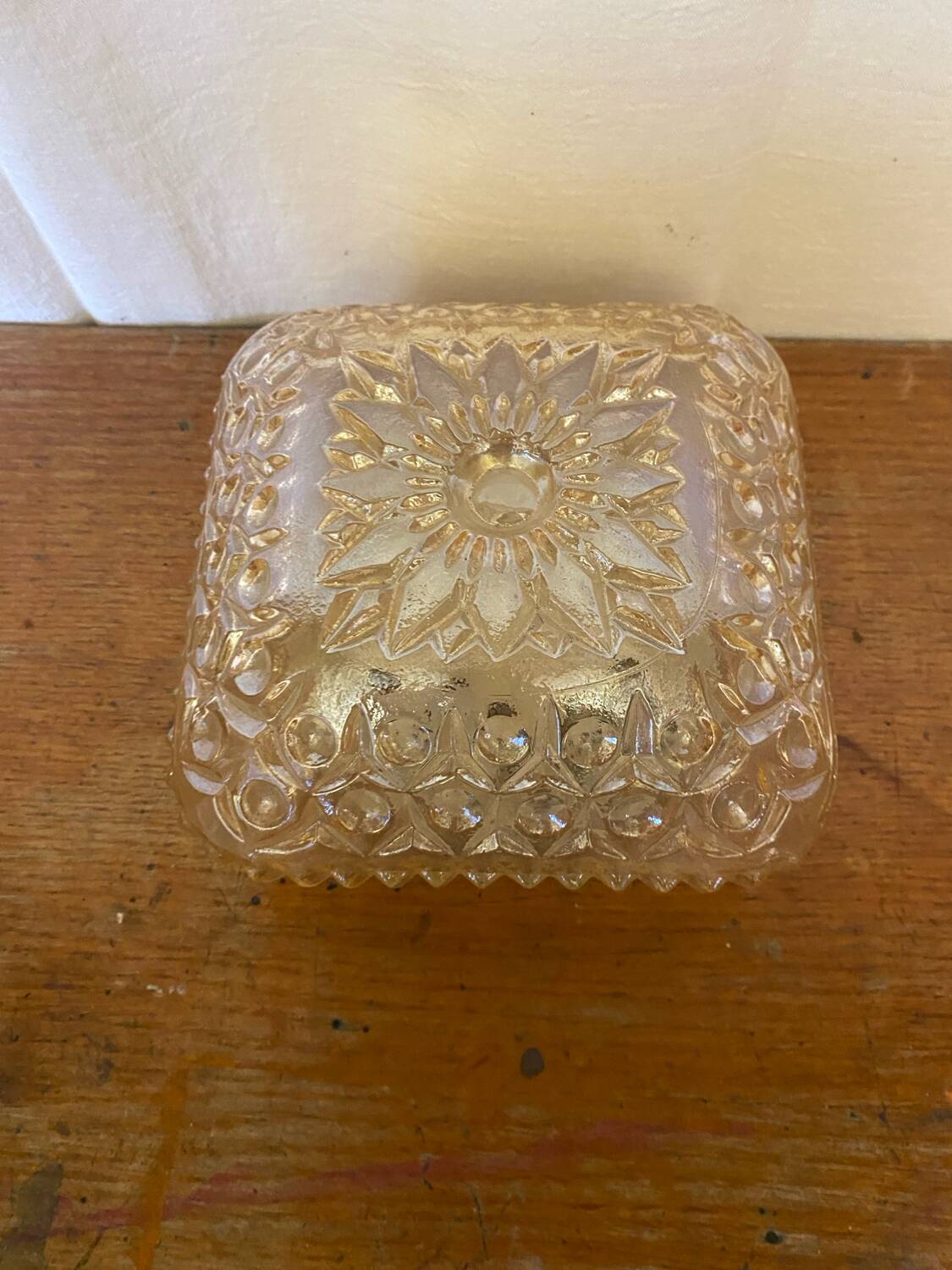 Antique Gold Molded Glass Wall Light Ceiling Lamp + Black Wine Metal Bracket