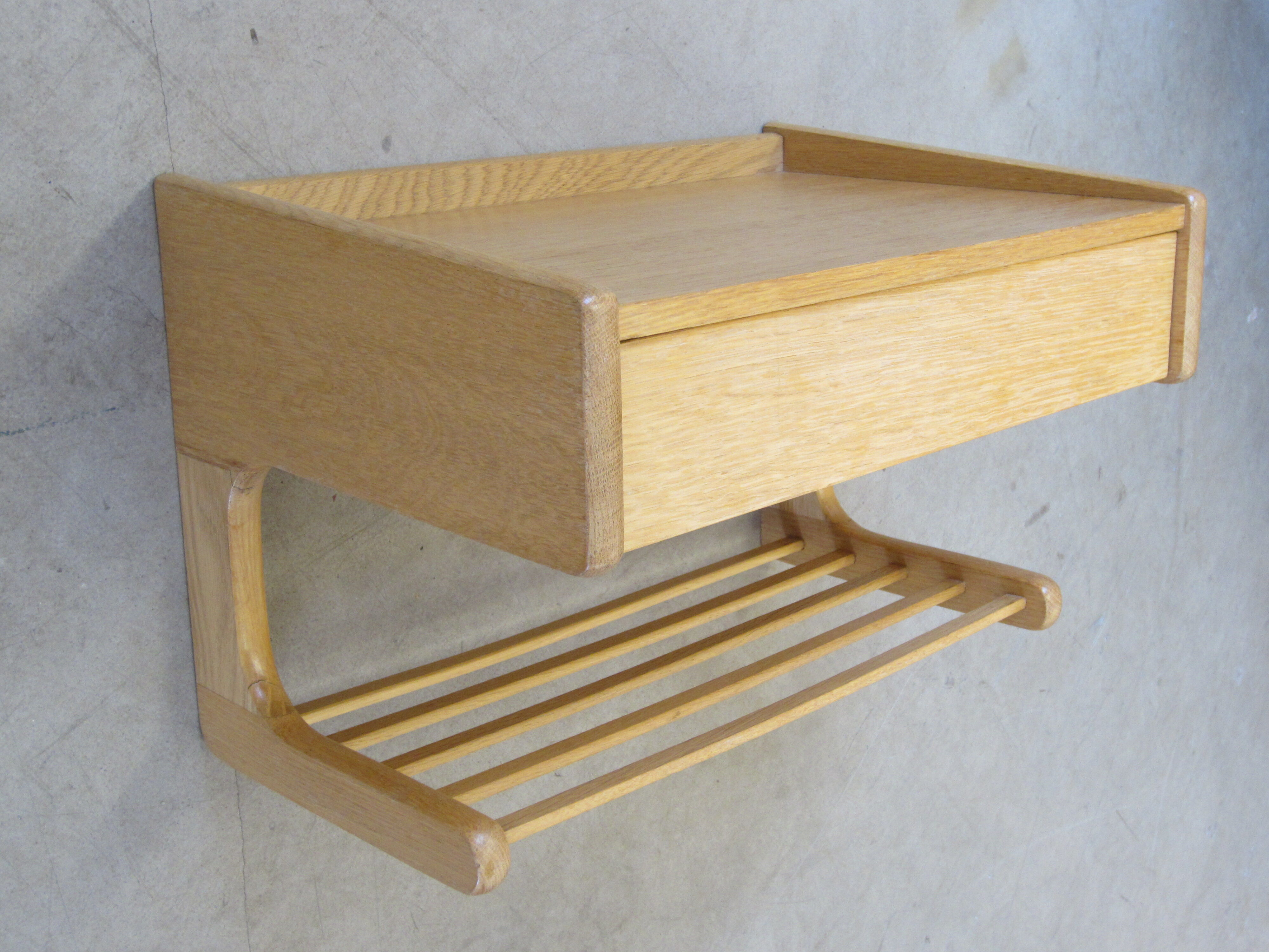 Scandinavian oak wall shelf