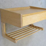 Scandinavian oak wall shelf