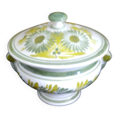 Soupière / Bonbonnière en Faïence HB Quimper Décor Floral Vert et Jaune - S