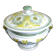 Soup tureen / Sweet jar in HB Quimper earthenware with green and yellow floral decoration - S