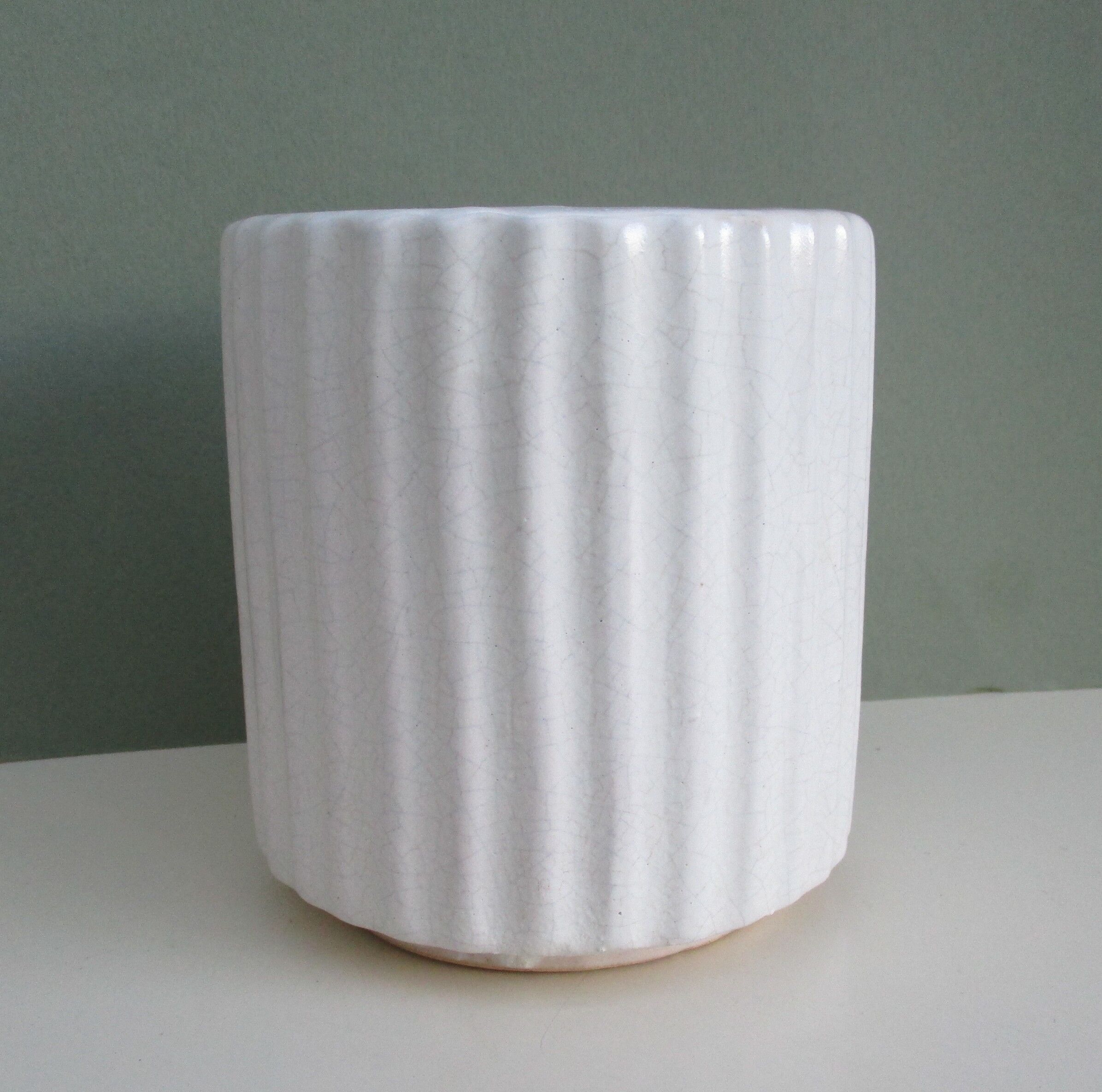 Vase céramique craquelée cylindrique