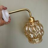 Vintage globe angled wall light in bubbled glass