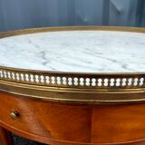 Table basse bouillotte ancienne plateau marbre style louis xvi