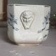 Ancienne base de sucrier faïence patinée motif floral bleu Digoin