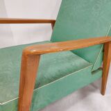 Pair of armchairs 1950 vintage reclining backrest
