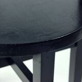 Set Of 4, Black Oak Dining Chairs, Czechoslovakia 1930s