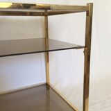 End table in metal gold chrome to three trays of smoked glass years 70/80