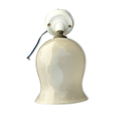Applique de salle de bain en porcelaine blanche et verre givré années 60