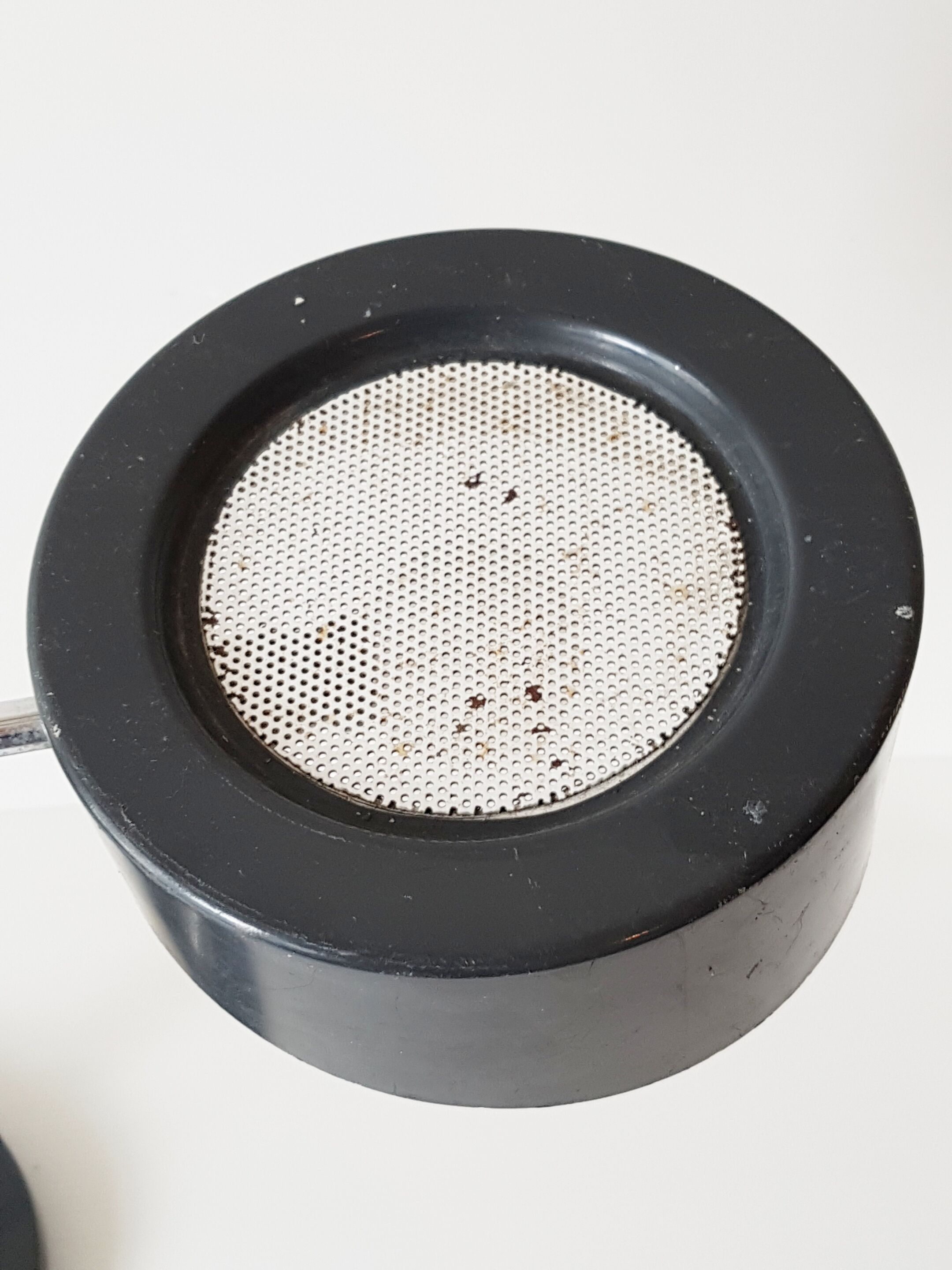 Dark gray desk lamp steel and sheet metal perforated 1950 1960 vintage 50's 60's