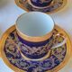 6 litron cups and saucers - oven blue and gold - Limoges porcelain