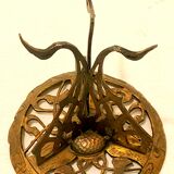 Art-Nouveau ring in glass paste on bronze frame in perfect condition