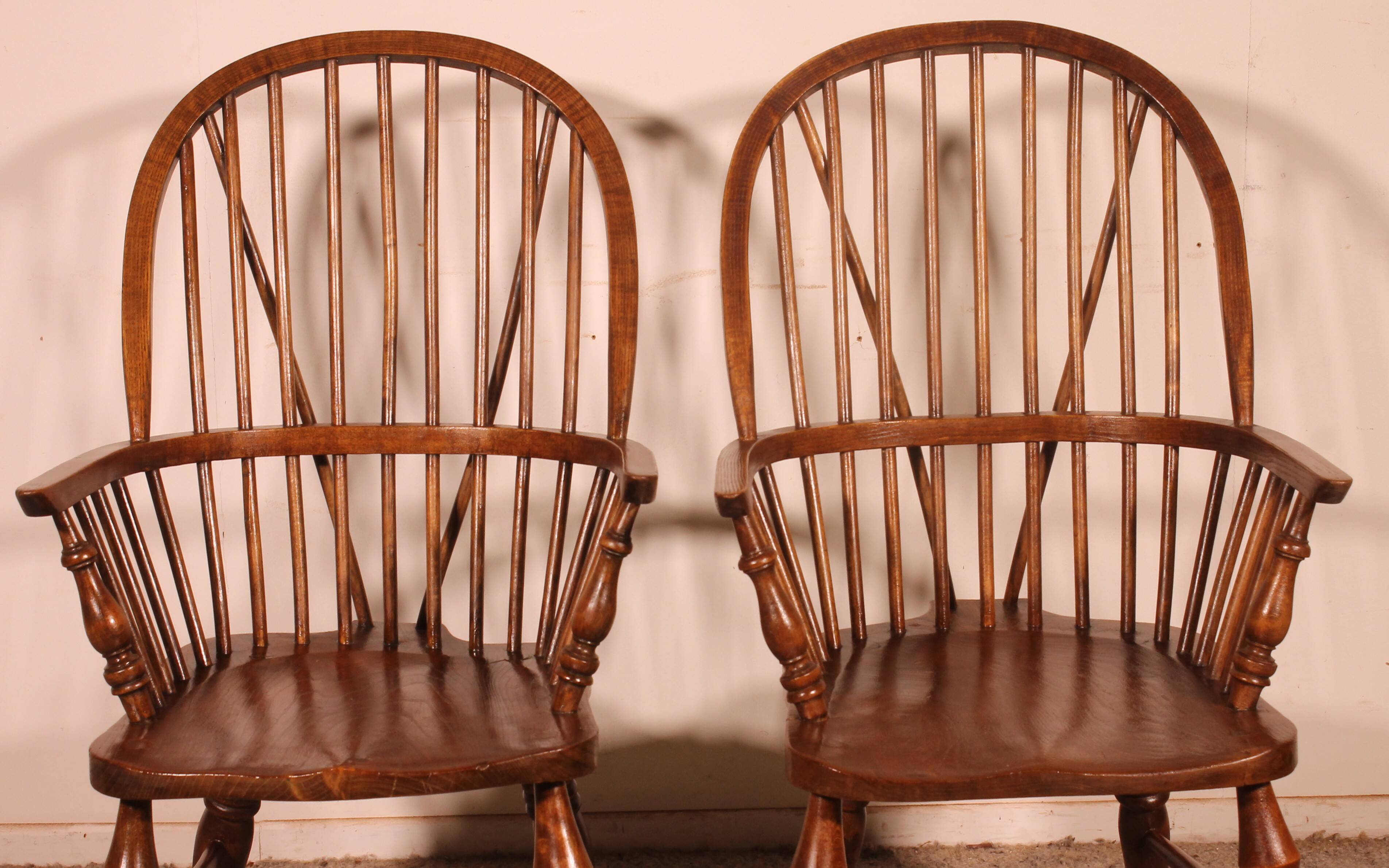 Paire De Fauteuils Windsor Anglais du 19° siècle