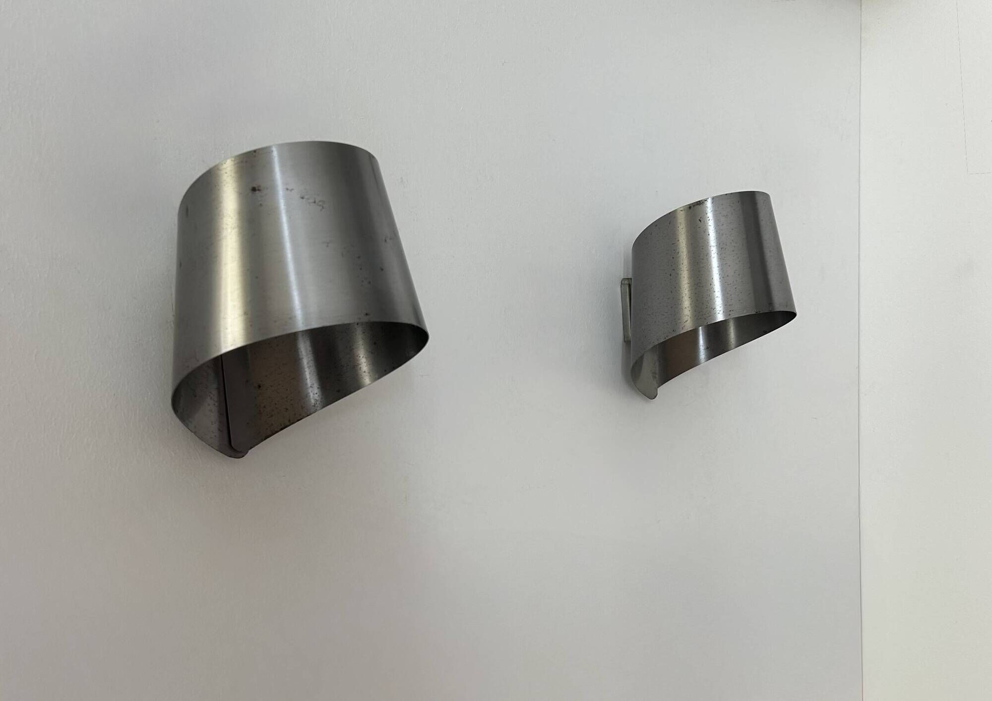 Pair of vintage wall lights, brushed metal, France 1970