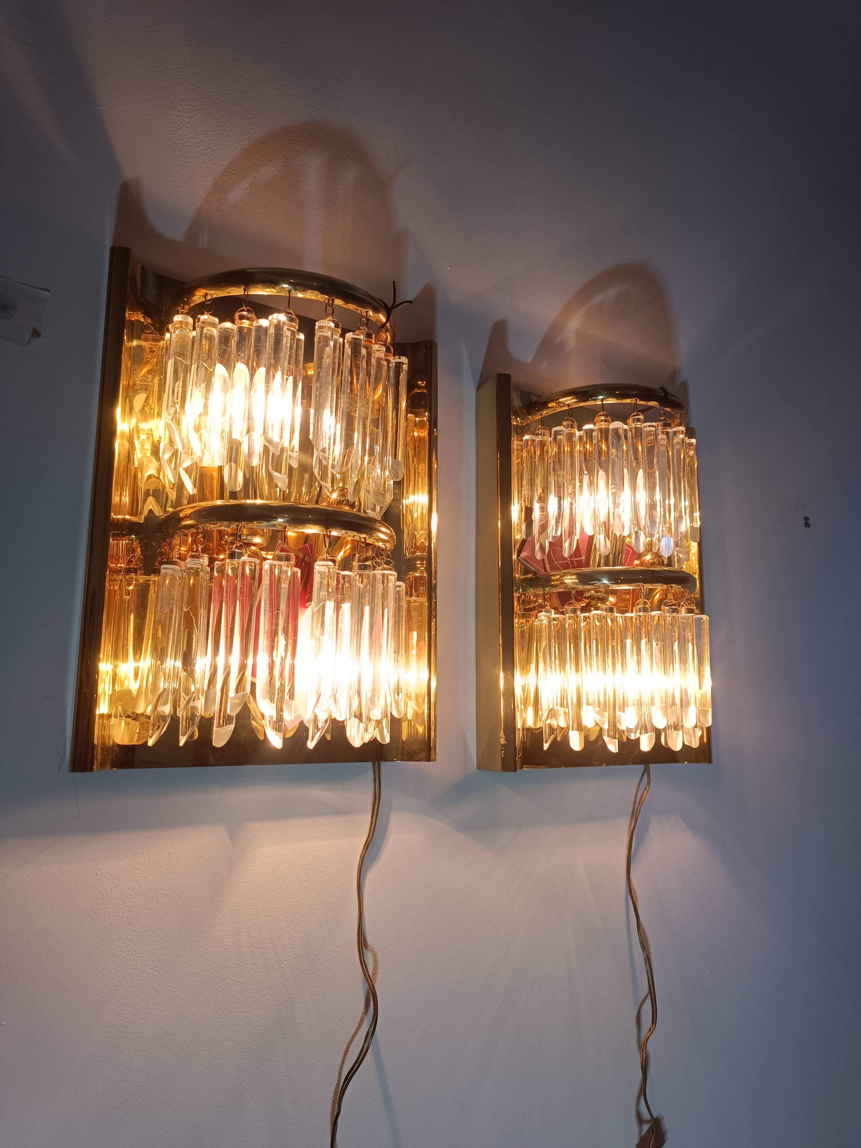 Pair of Murano glass wall lights by Lumica 1970s