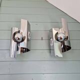 Paire d'appliques murales Space Age en métal chromé, 1970