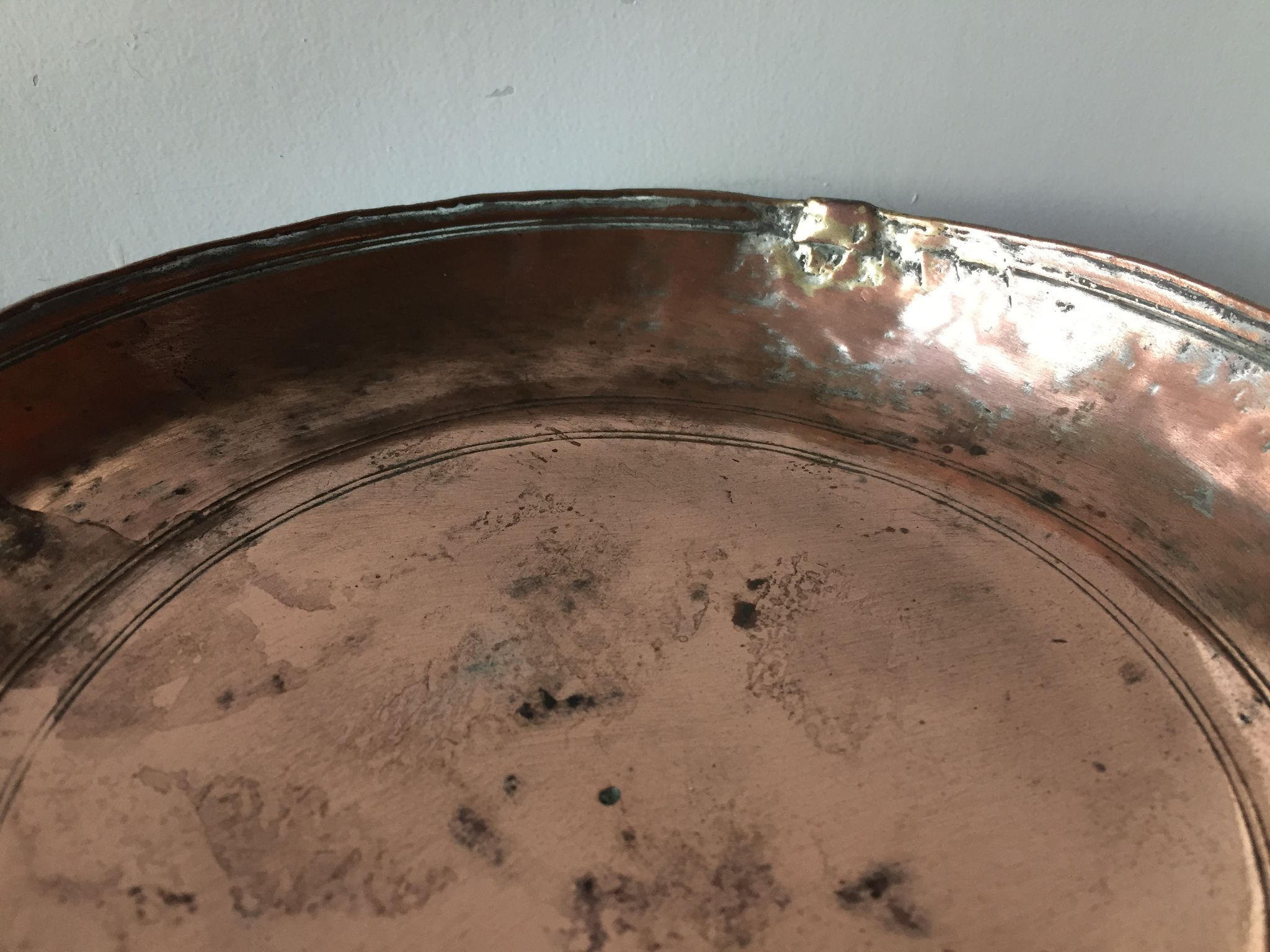 2 ottoman antique  plates bowls copper tin coated