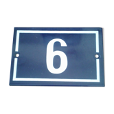 Plaque de rue émaillée porte le numéro 6