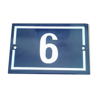 Enamelled street sign bears the number 6