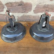 Paire de lampes suspension industriel émaillé mazda reflecto lux