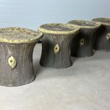 4 concrete faux wood stools