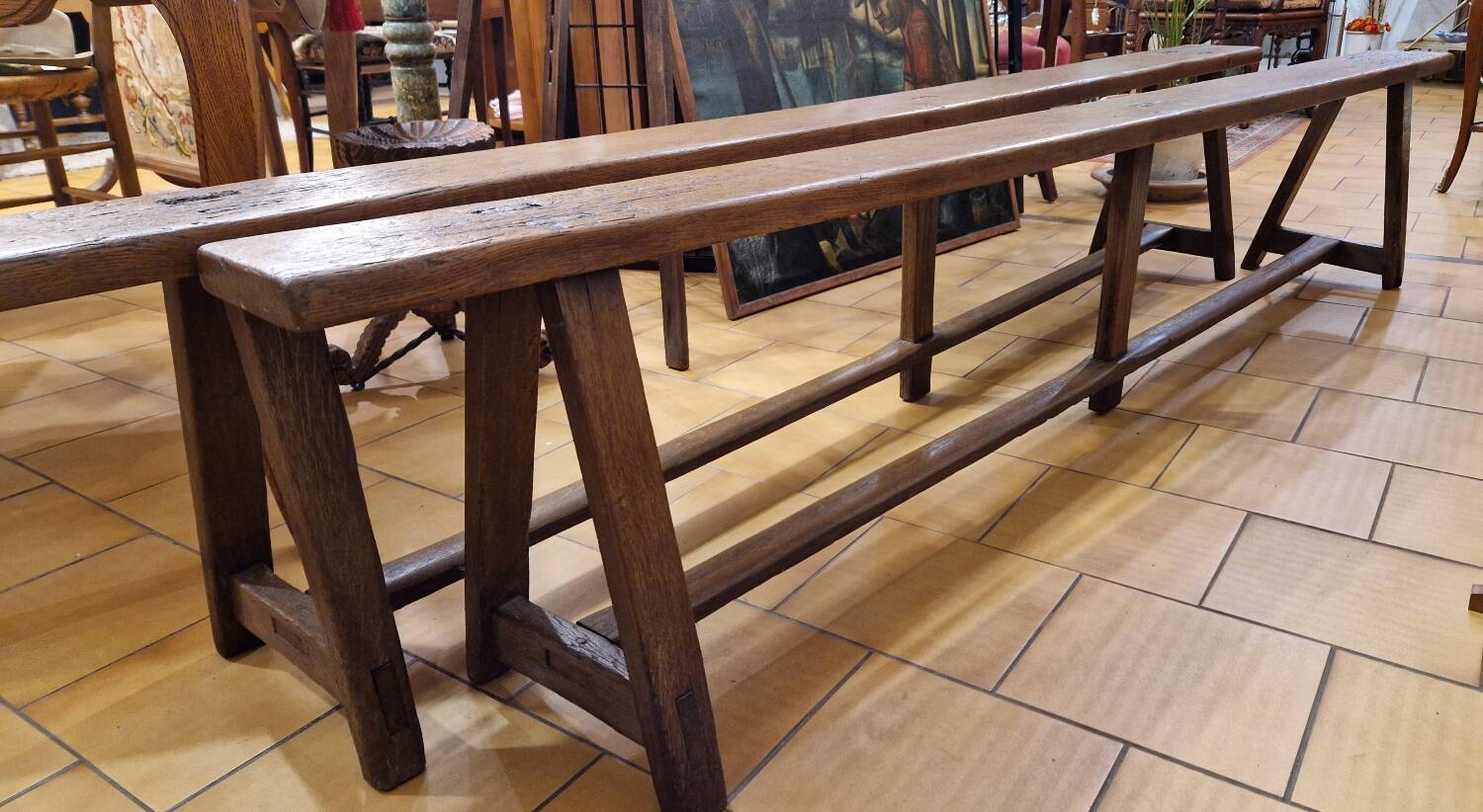 Pair of oak benches