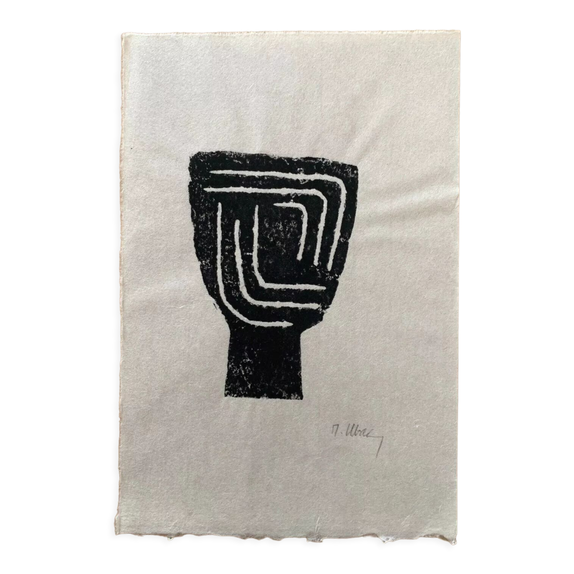 Original slate print on Japan by Raoul UBAC, Head I, 1975