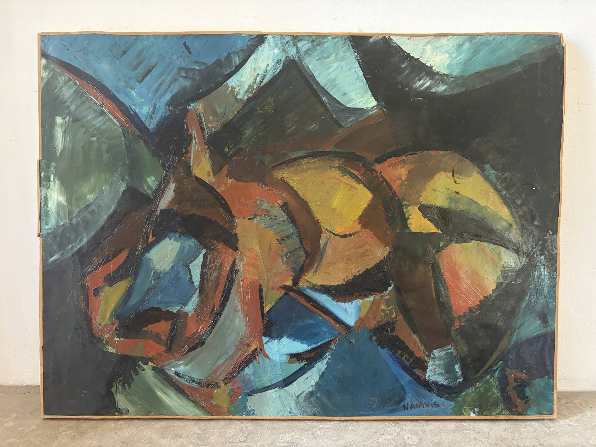 Abstract composition, oil on canvas signed Nantois or