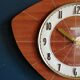 Formica vintage asymmetrical silent wall clock "bayard mahogany"