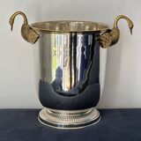 Champagne bucket with swans, in silver and gold metal, attributed to Christofle, 1940/1950