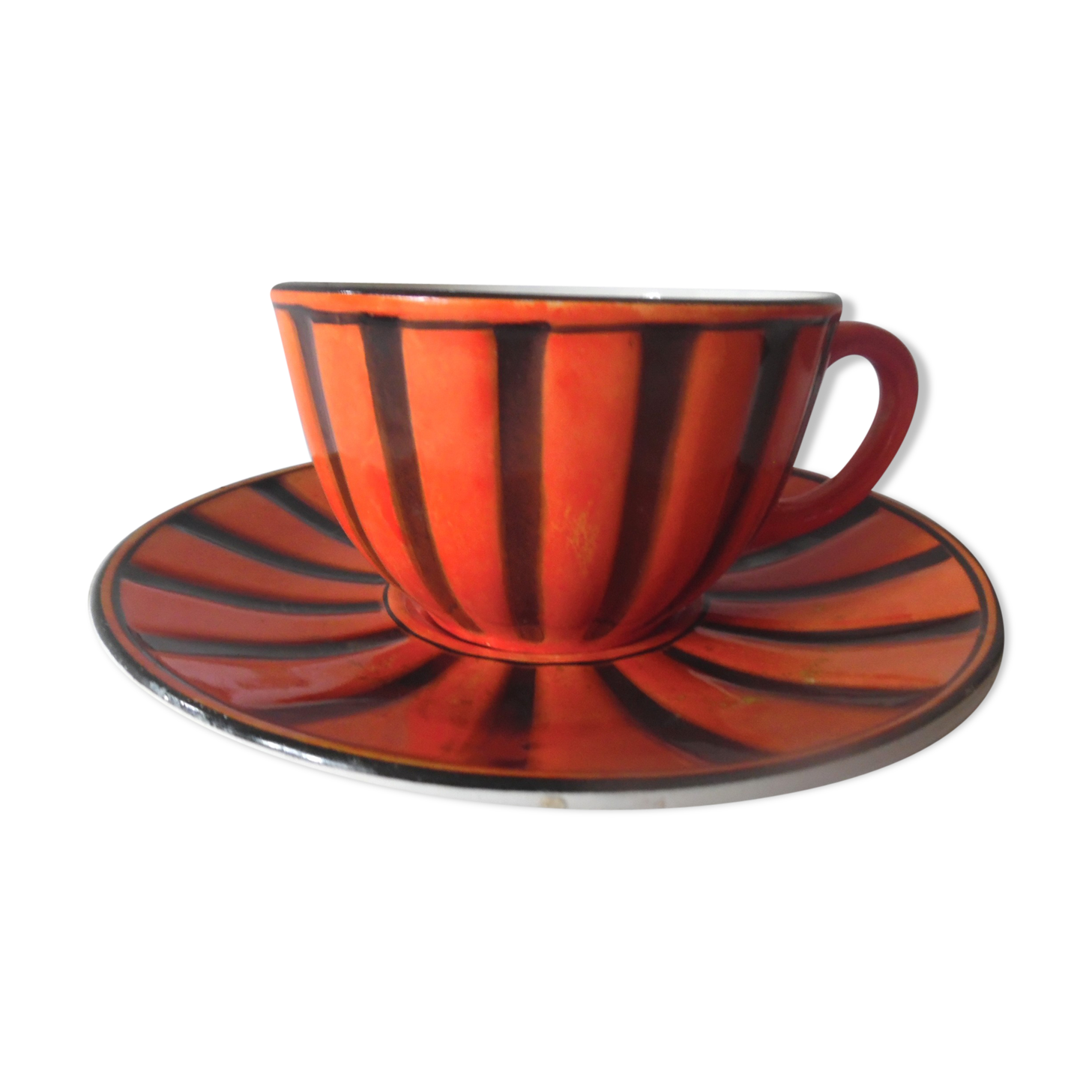 Cup and saucer sarreguemine