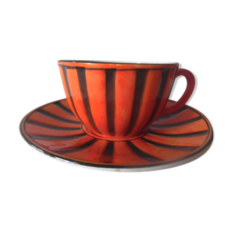 Cup and saucer sarreguemine