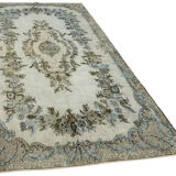 Handwoven overdyed oriental 1970s 177 cm x 320 cm blue carpet