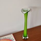 Large green and white opaline vase from the 70s