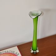 Large green and white opaline vase from the 70s