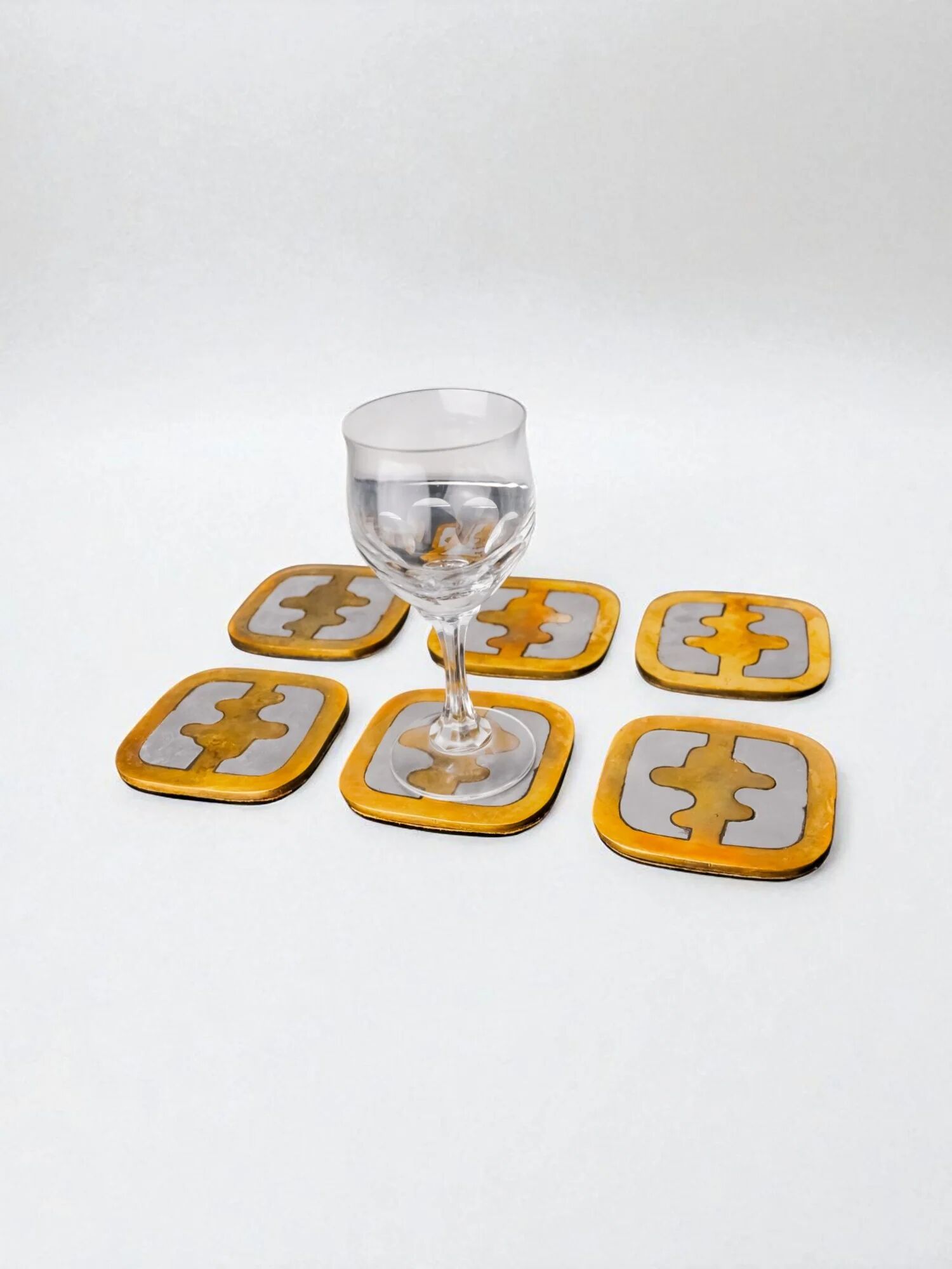 Set of 6 brutalist coasters by David Marshall, Spain, 1970s