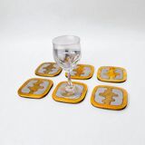 Set of 6 brutalist coasters by David Marshall, Spain, 1970s