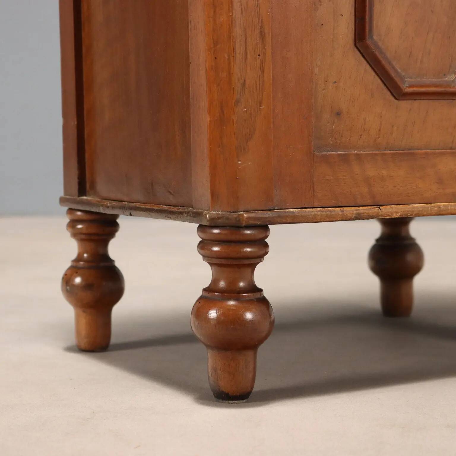 Antique walnut bedside table with drawer, Italy, 19th century.