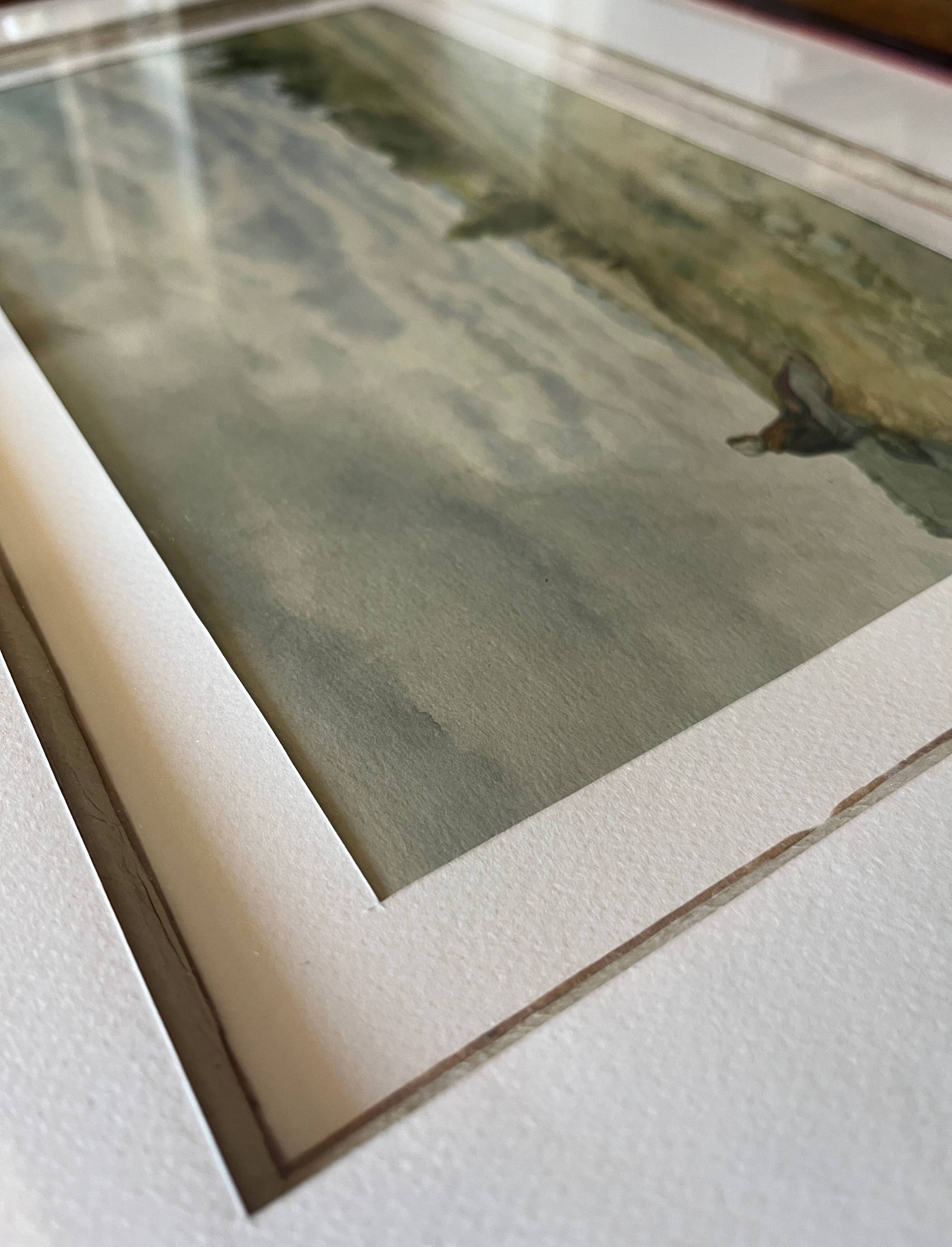 Watercolor painting Florian N. CABANE (1831-1922) Provençal painter