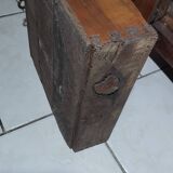 Small vintage brutalist solid oak jam cupboard with wrought iron trim