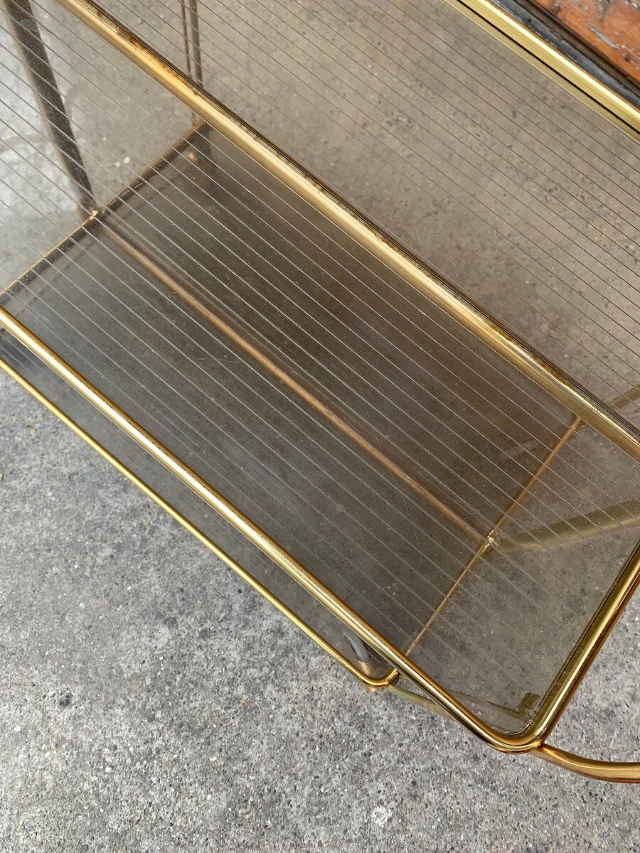 Vintage Folding Trolley in Gold Brass and Plastic