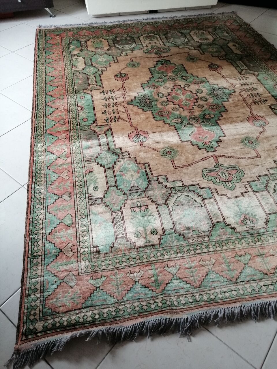 Afghan rug in pastel colors