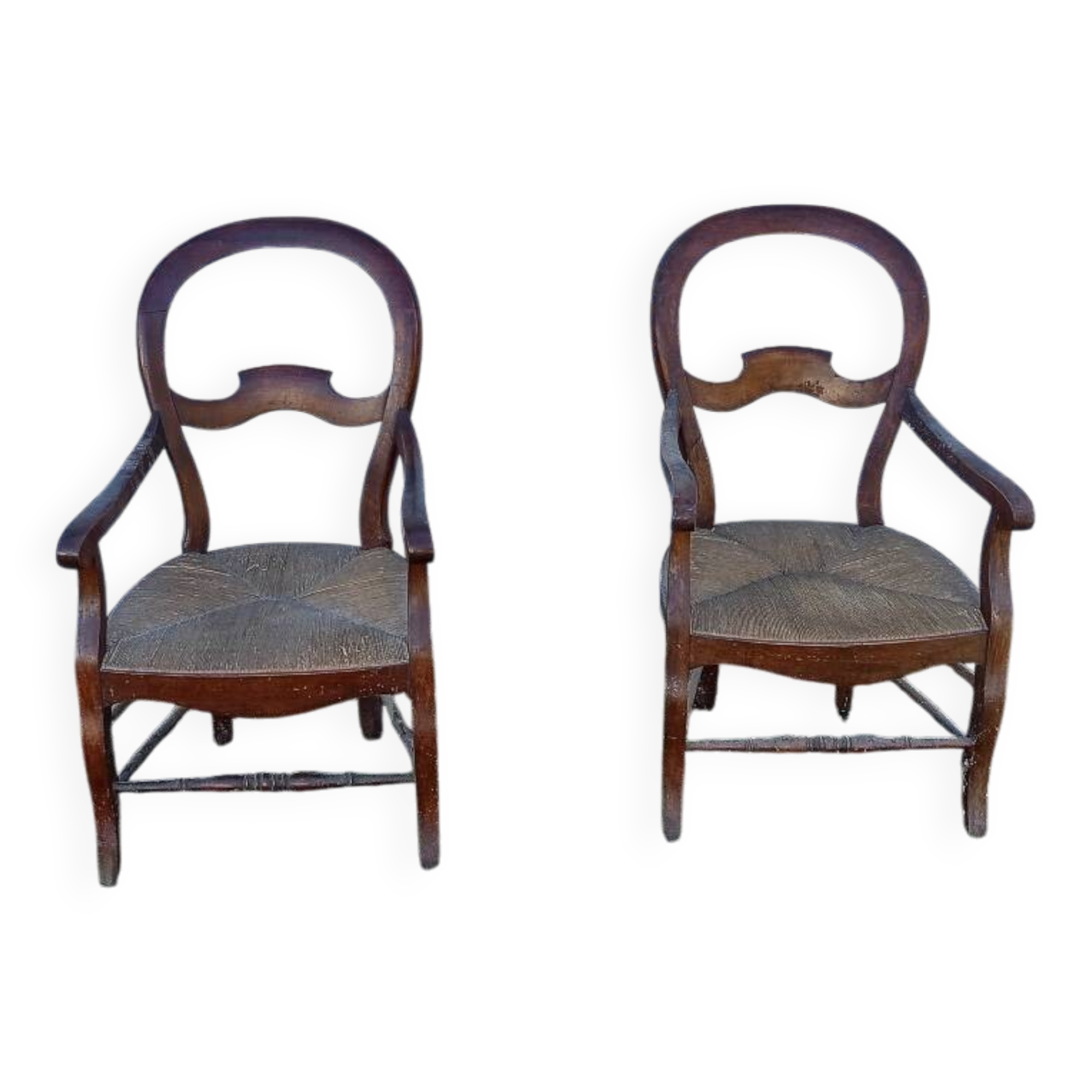 Paire de fauteuils anciens en bois massif – style Louis-Philippe / cam