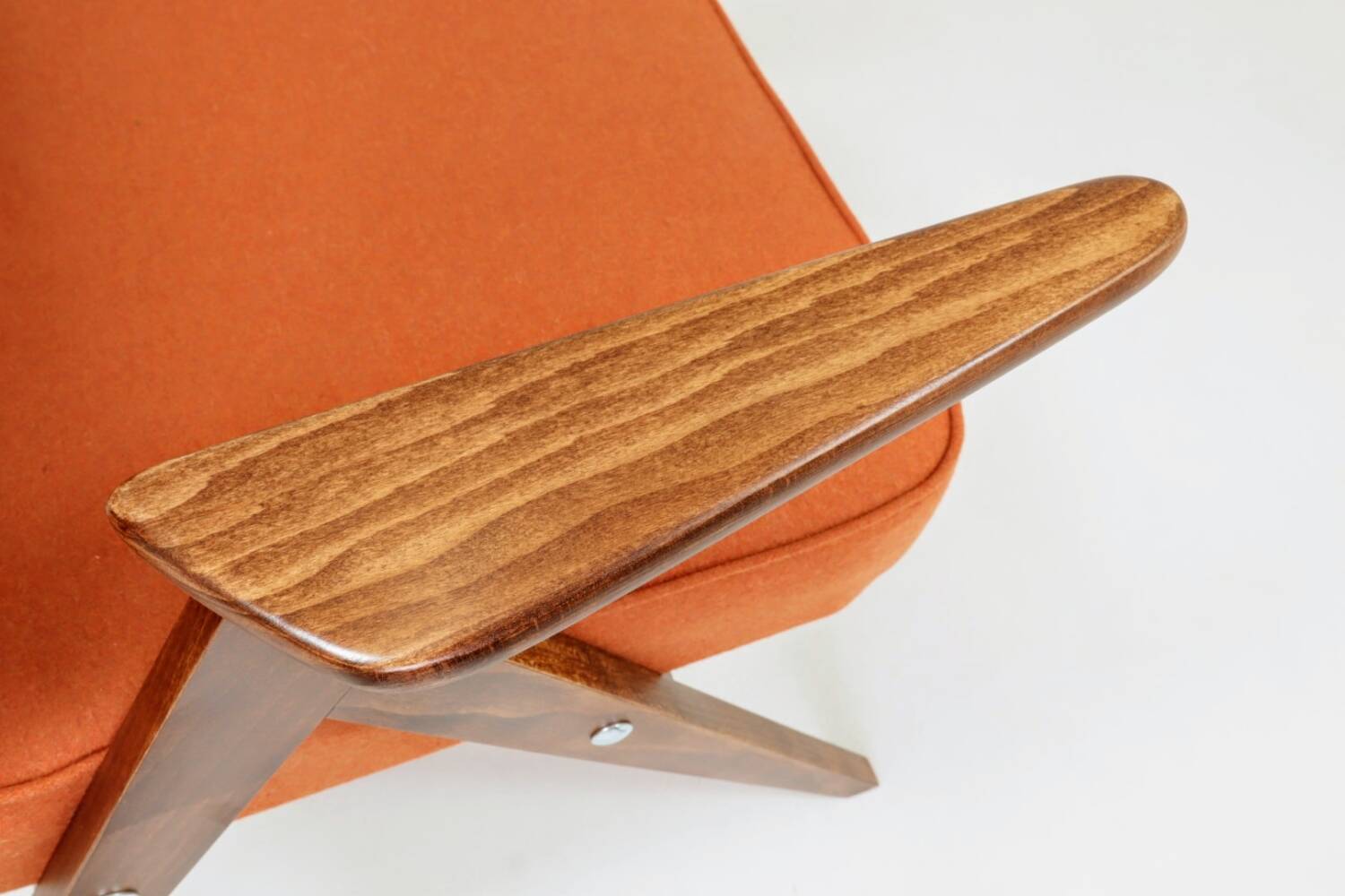 Scandinavian orange papaya wool armchair 1960